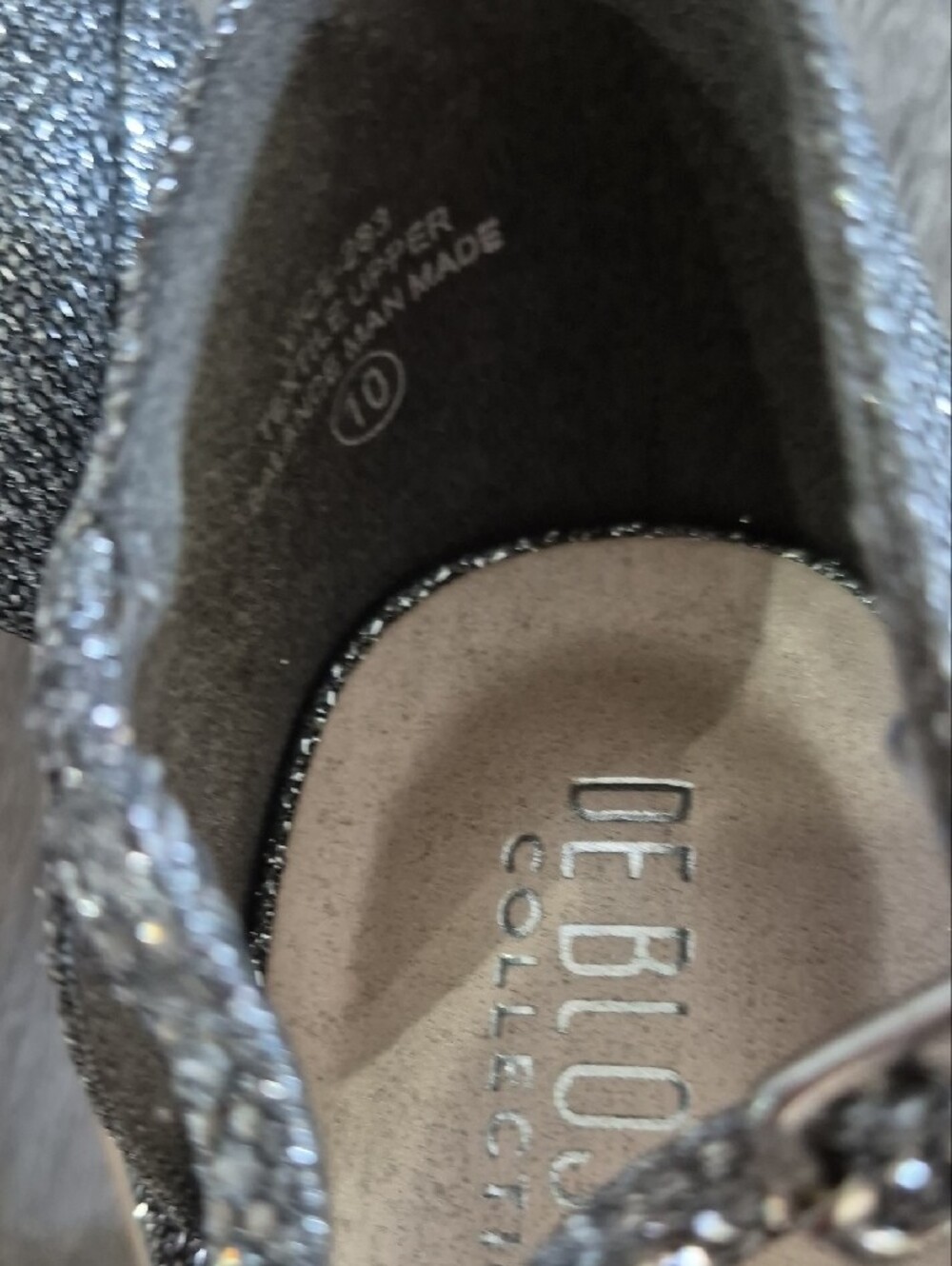 De Blossom Collection Silver Glitter Strappy Evening Heels - Picture 11 of 11